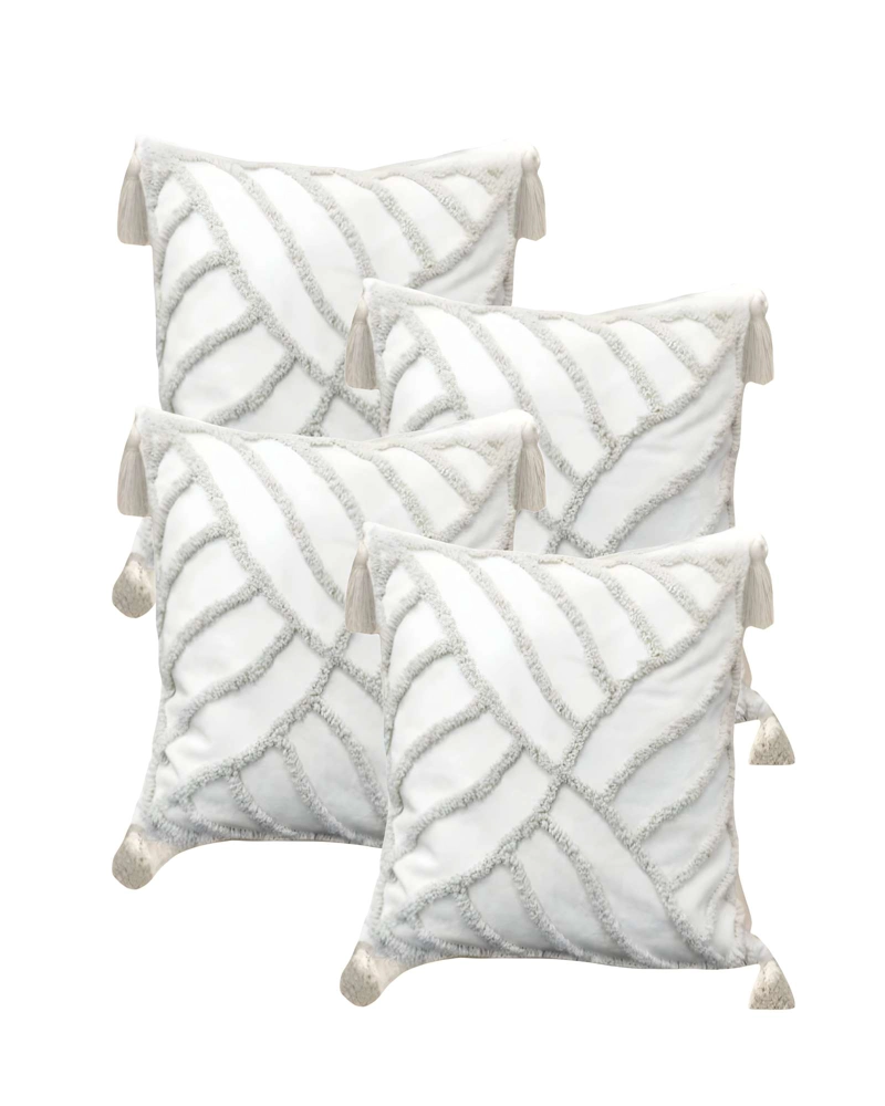 SET DE 4 FUNDAS DE COJIN TUFTING 45X45 CM BLANCO 09 - 1