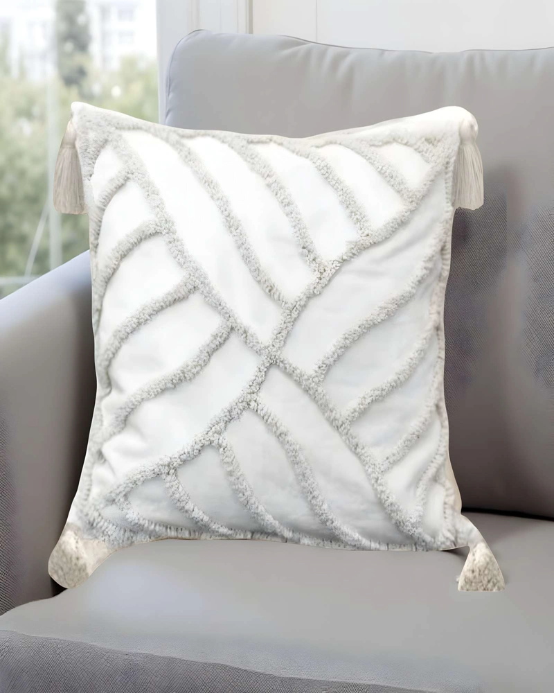 SET DE 4 FUNDAS DE COJIN TUFTING 45X45 CM BLANCO 09 - 3