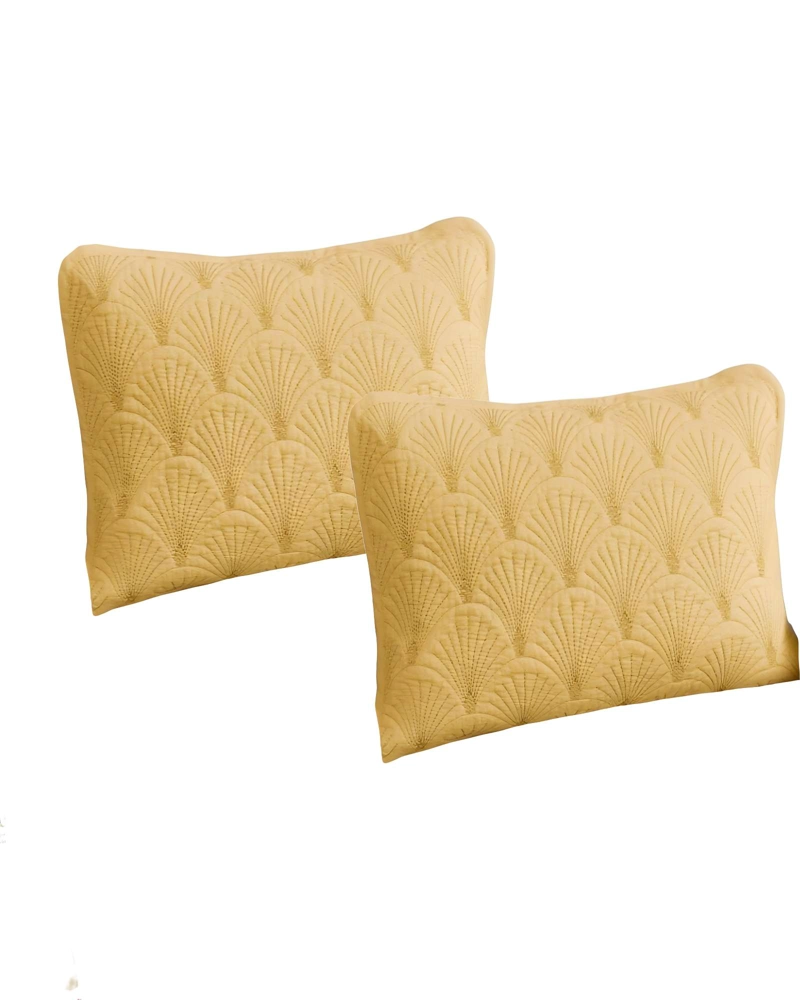 SET DE 2 FUNDAS DE COJIN SERIE ABANICO 30X50 CM AMARILLO - 1
