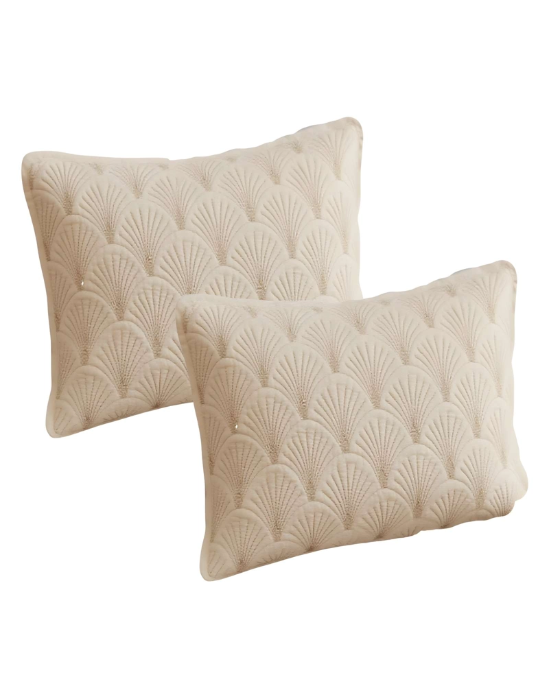 SET DE 2 FUNDAS DE COJIN SERIE ABANICO 30X50 CM BEIGE - 1
