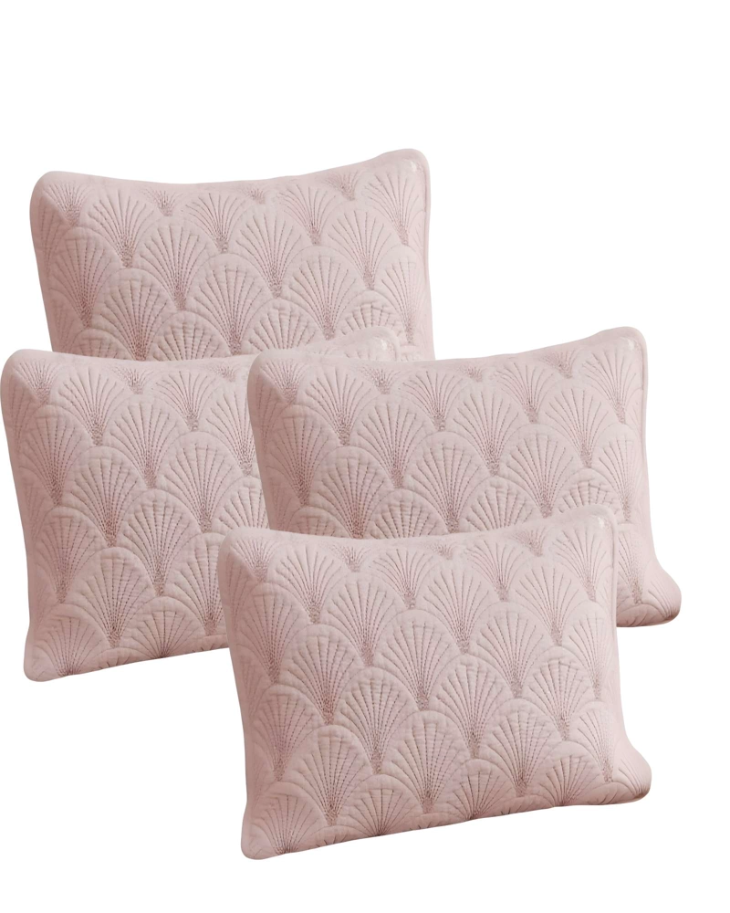 SET DE 4 FUNDAS DE COJIN SERIE ABANICO 30X50 CM ROSA - 1