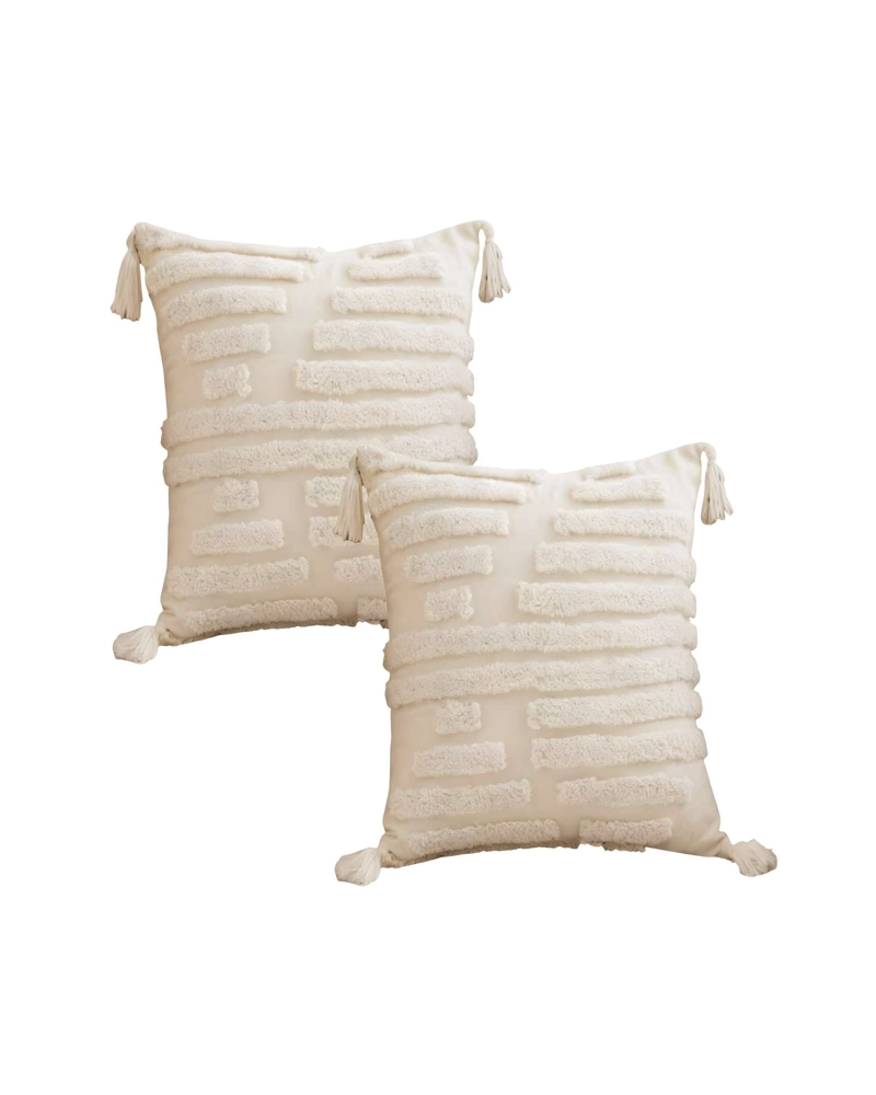 SET DE 2 FUNDAS DE COJIN TUFTING 45X45 CM BEIGE 03 - 1