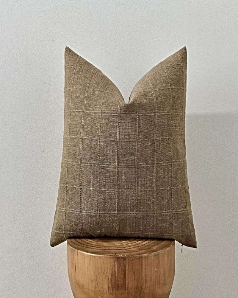 PACK DE 2 FUNDAS DE COJIN JACQUARD CUADRILLE 45X45 CM CAFE - 3