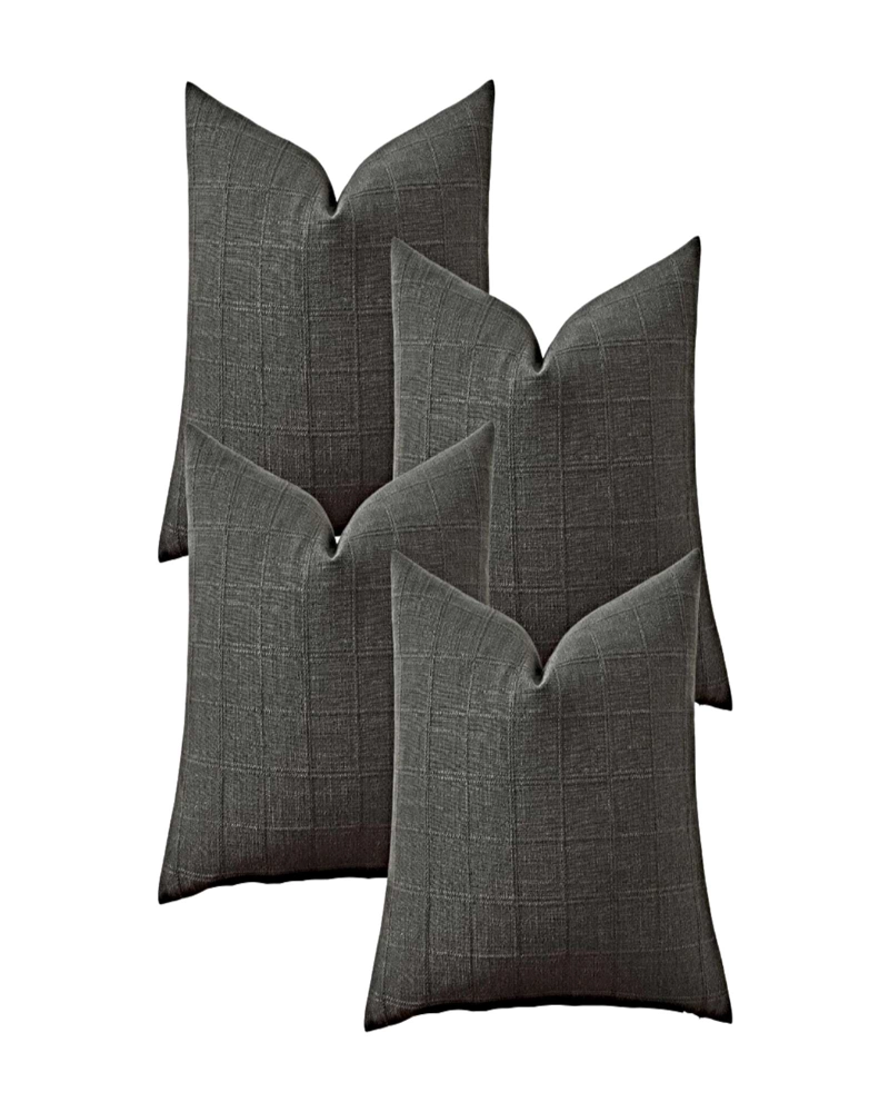 PACK DE 4 FUNDAS DE COJIN JACQUARD CUADRILLE 45X45 CM GRIS - 1