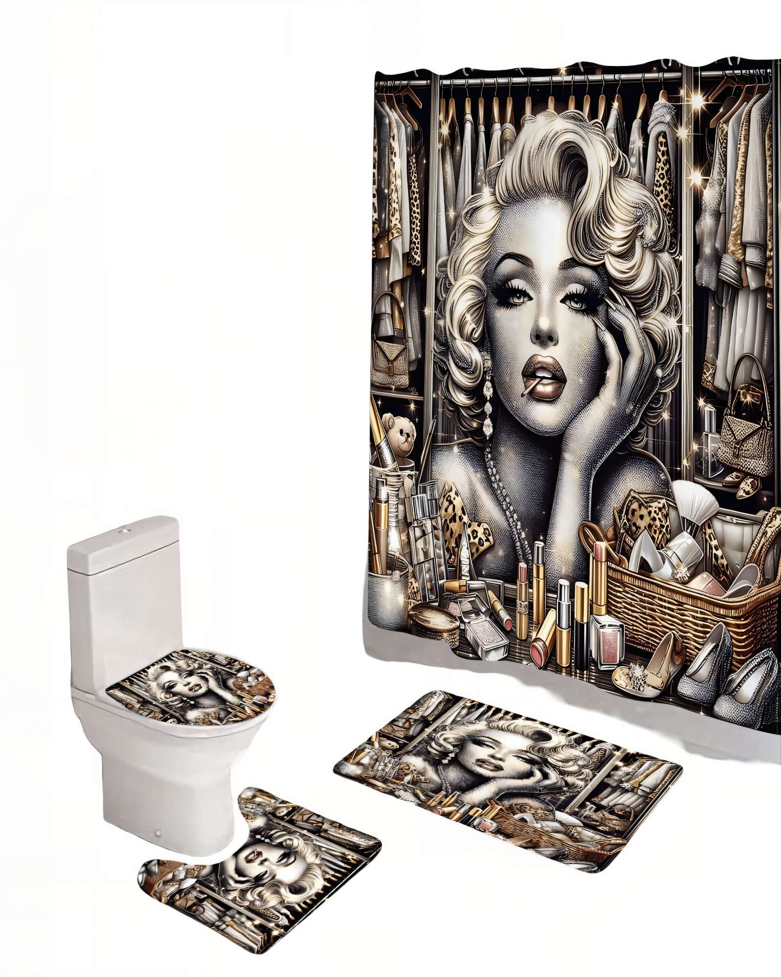 PACK DE 4 PIEZAS PARA BAÑO CON ESTAMPADO 8 - 1