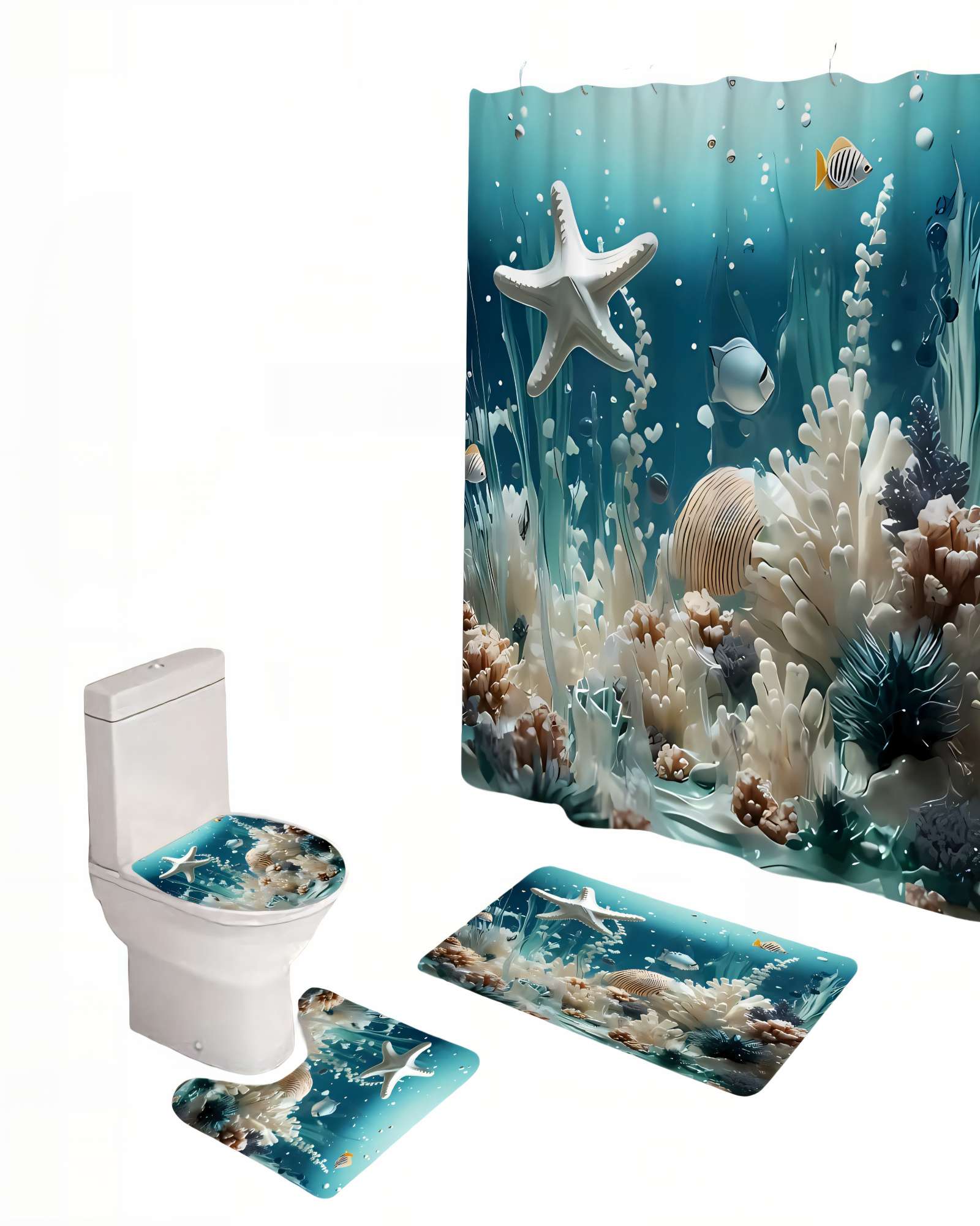 PACK DE 4 PIEZAS PARA BAÑO CON ESTAMPADO 18 - 1
