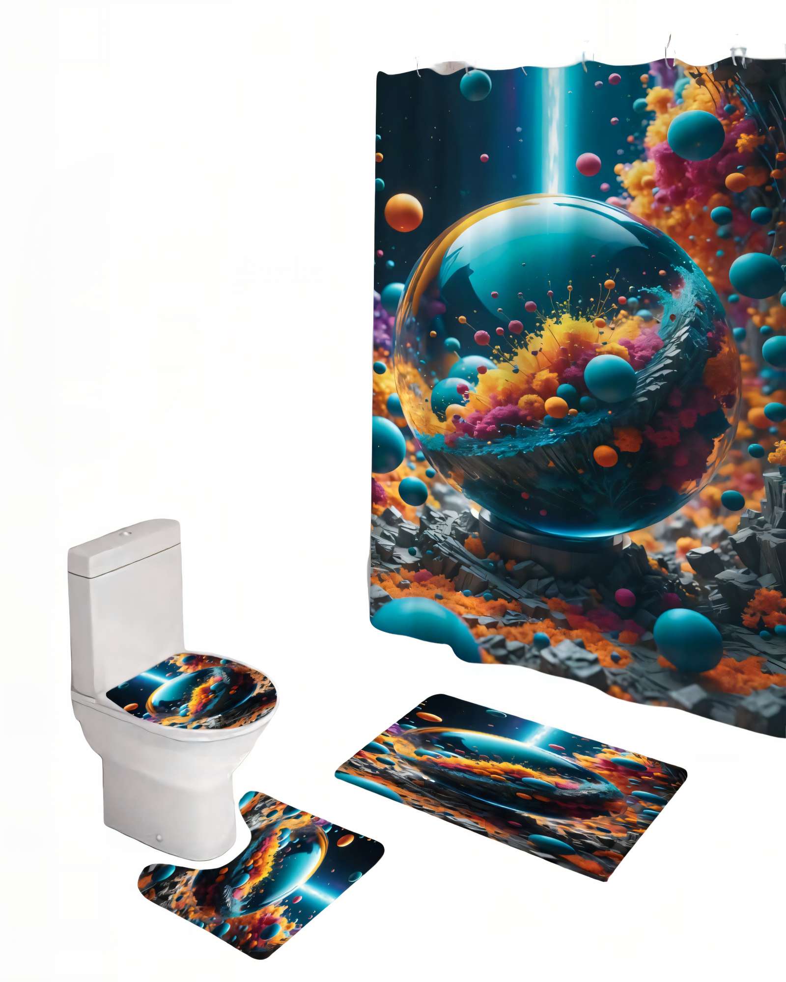 PACK DE 4 PIEZAS PARA BAÑO CON ESTAMPADO 23 - 1