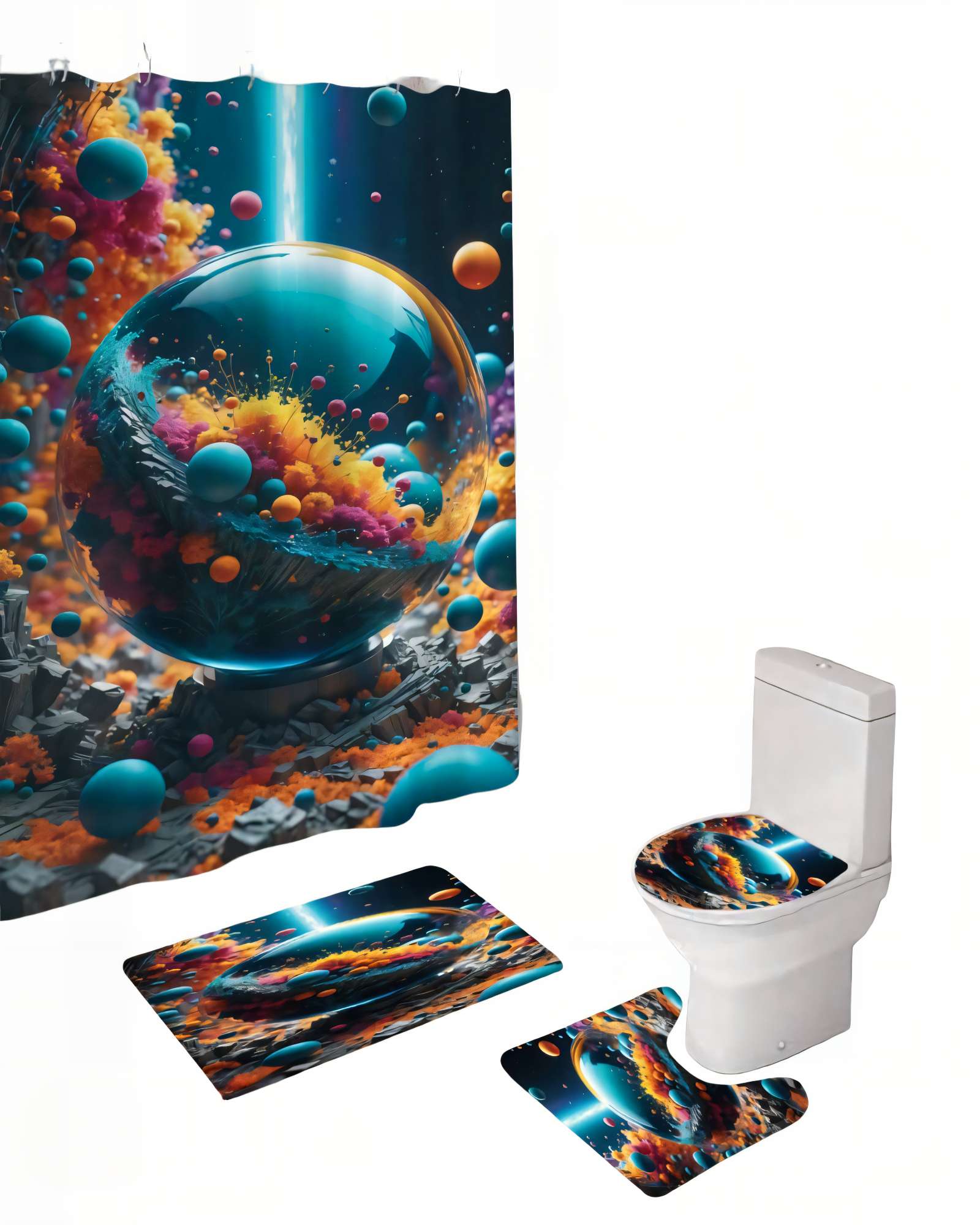 PACK DE 4 PIEZAS PARA BAÑO CON ESTAMPADO 23 - 2
