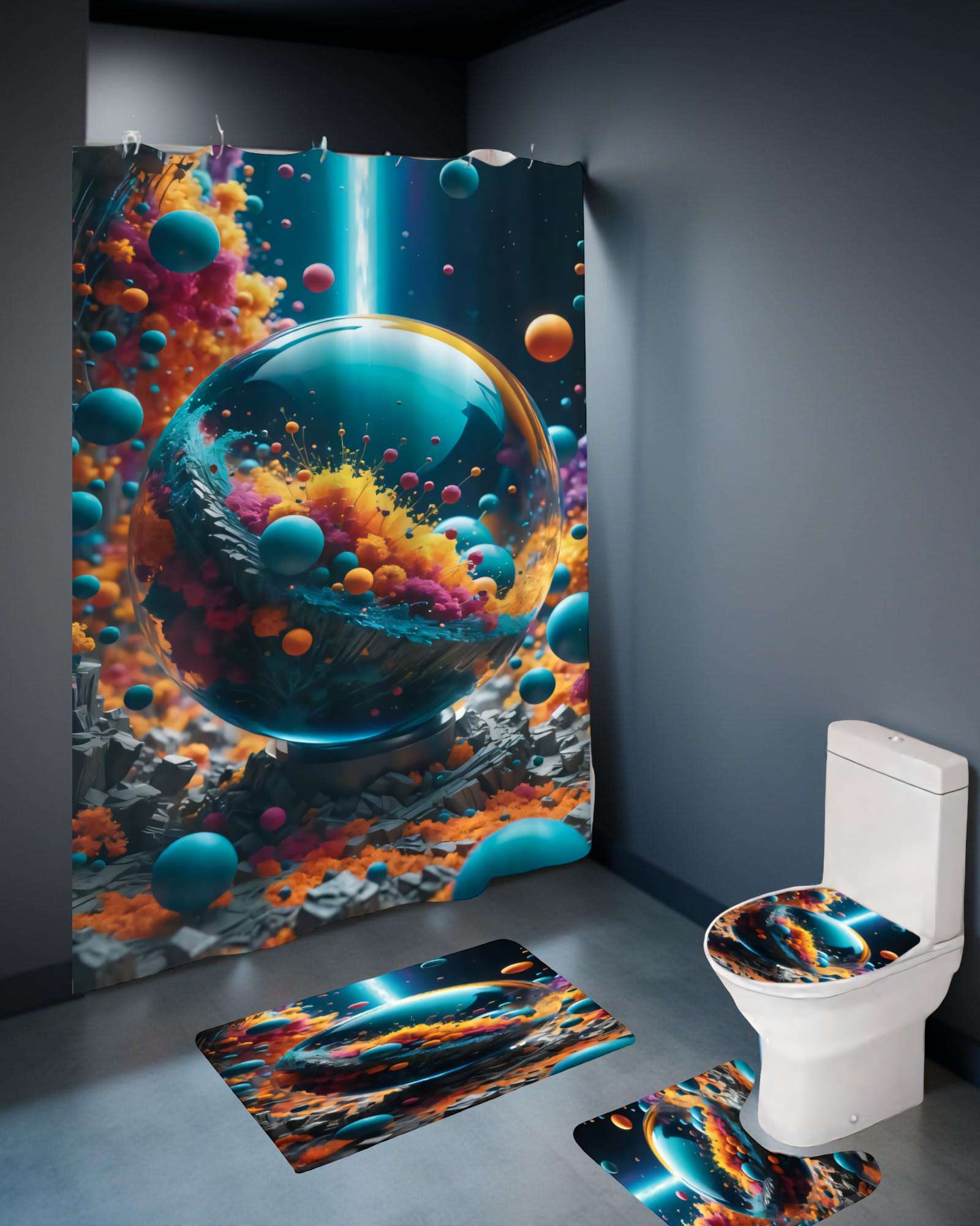 PACK DE 4 PIEZAS PARA BAÑO CON ESTAMPADO 23 - 4