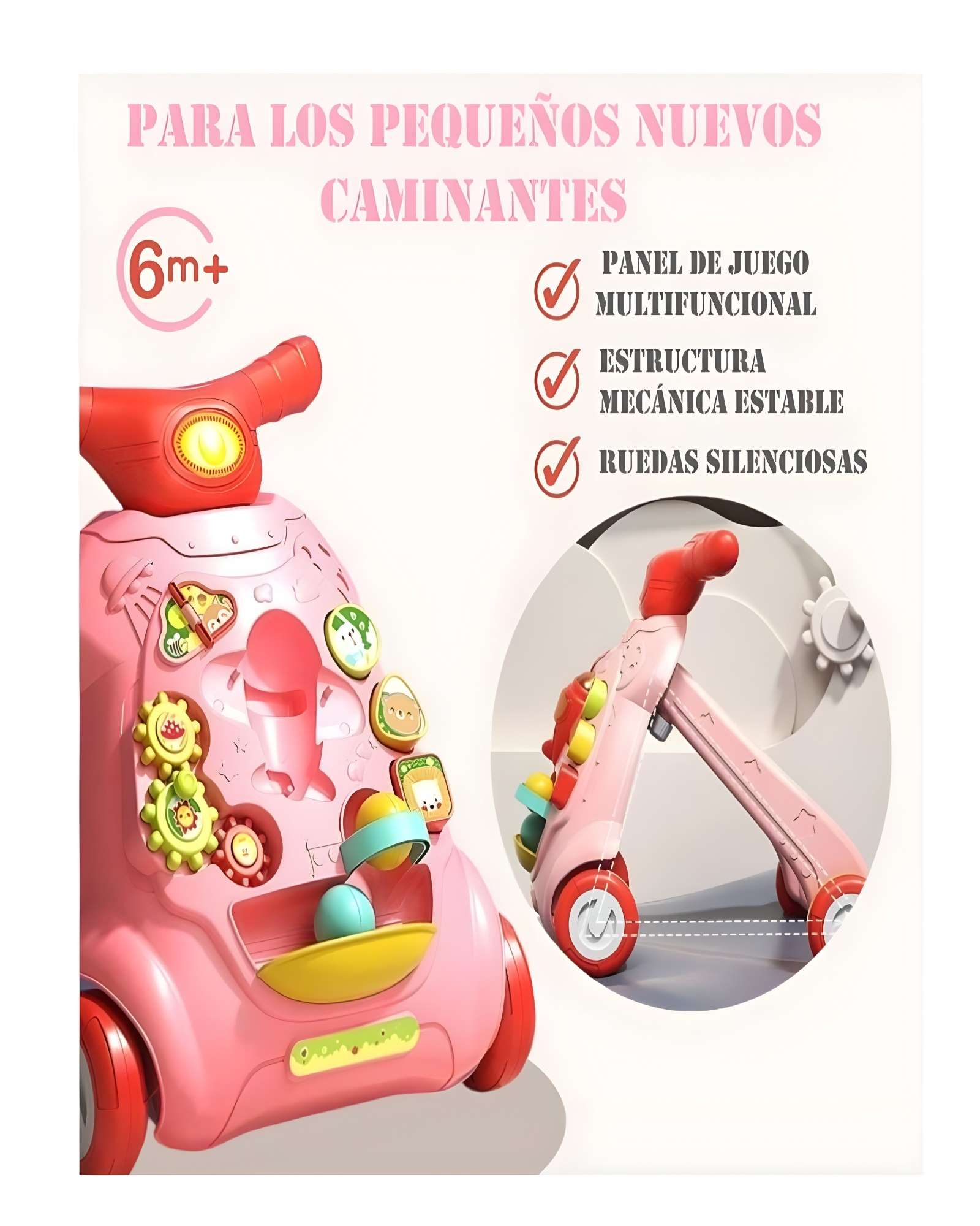 CAMINADOR DE BEBE AEREO COLOR ROSADO - 2