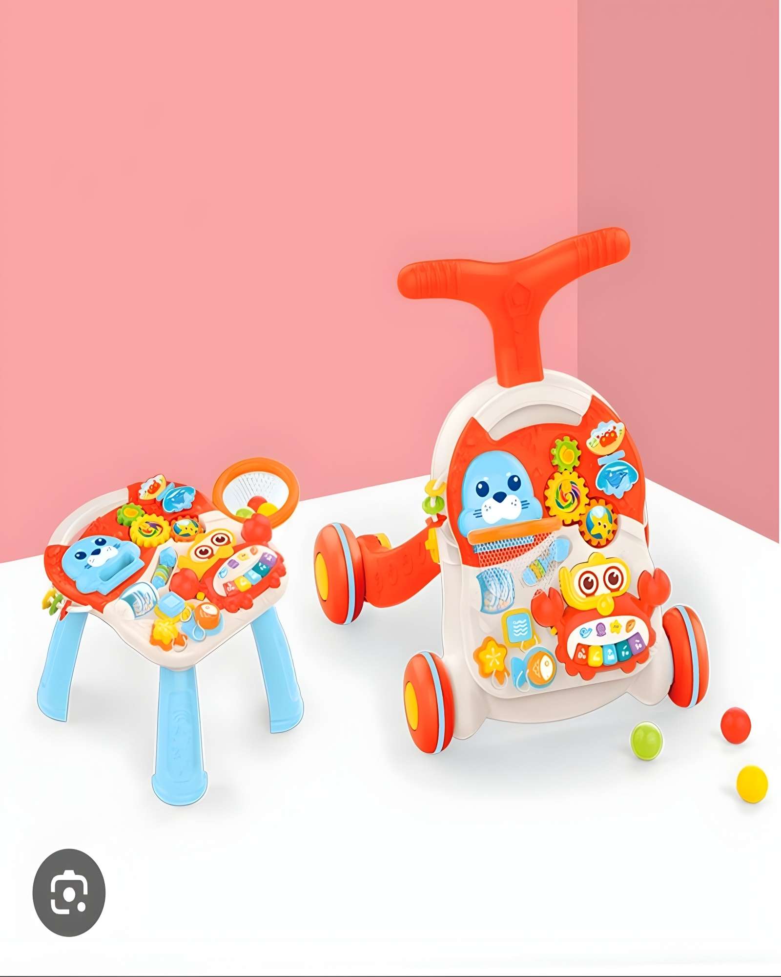 CAMINADOR Y MESA DE JUEGO BEBE 2 EN 1 COLOR ROJO - 4