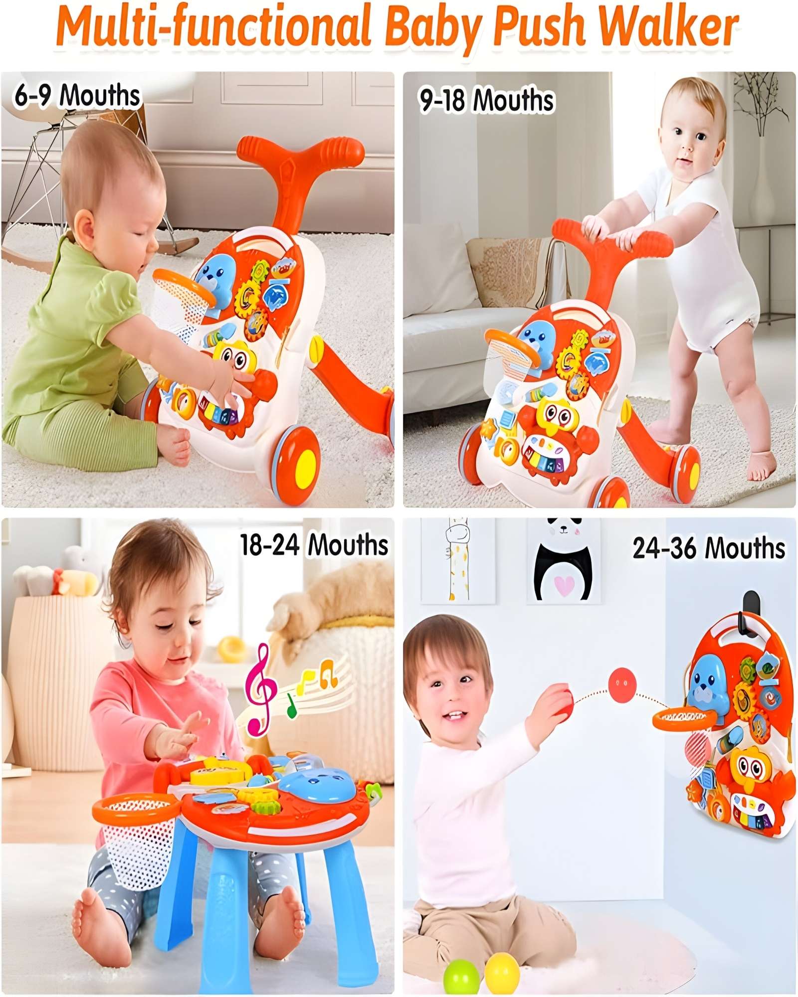CAMINADOR Y MESA DE JUEGO BEBE 2 EN 1 COLOR ROJO - 6