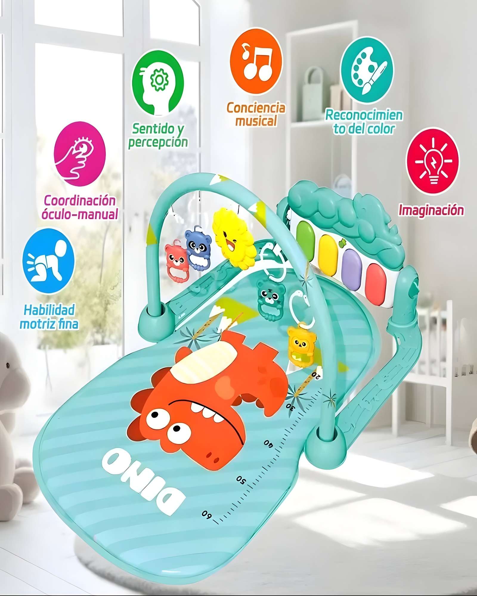 GIMNASIO MUSICAL PARA BEBE CON PIANO COLOR VERDE - 3