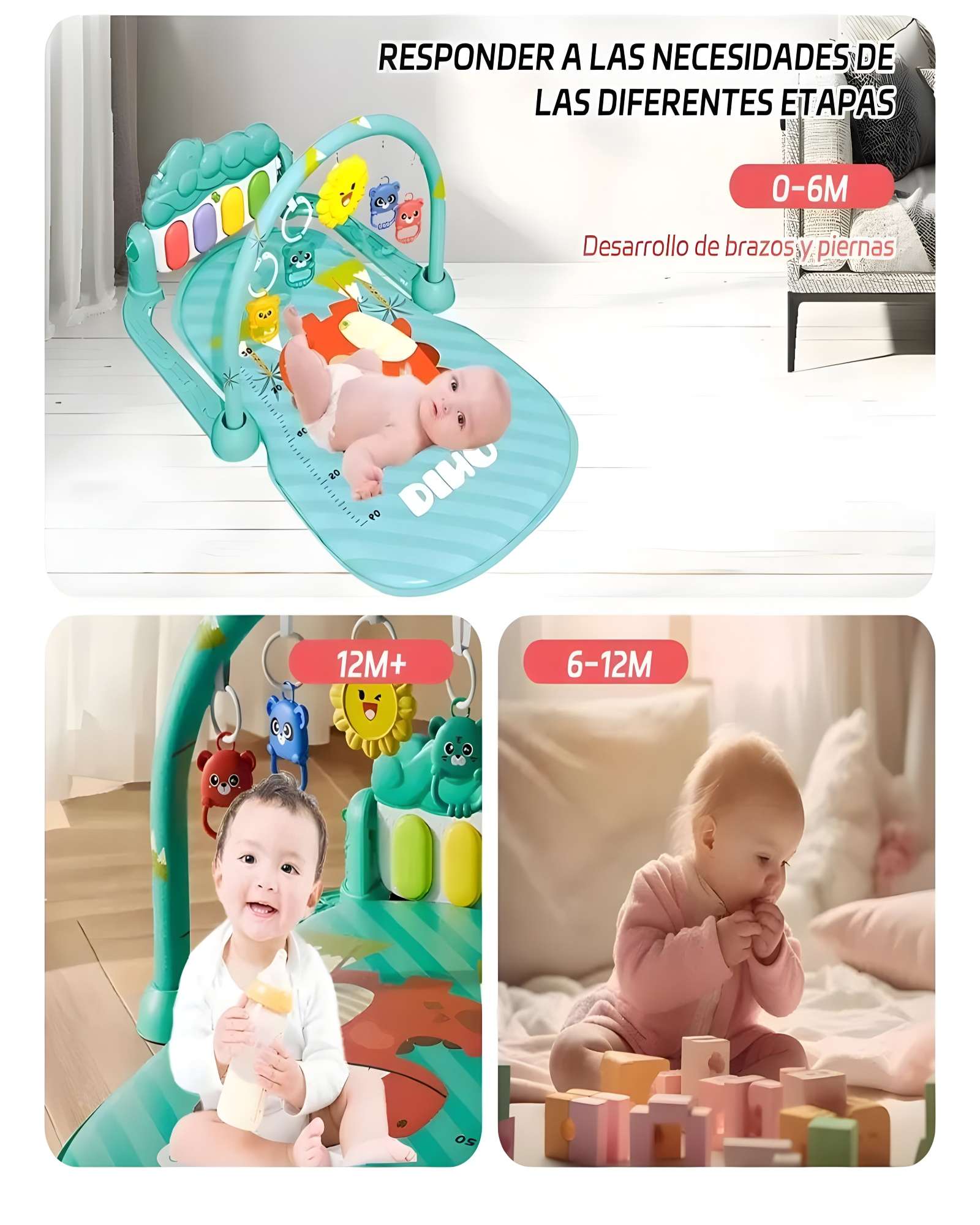 GIMNASIO MUSICAL PARA BEBE CON PIANO COLOR VERDE - 5