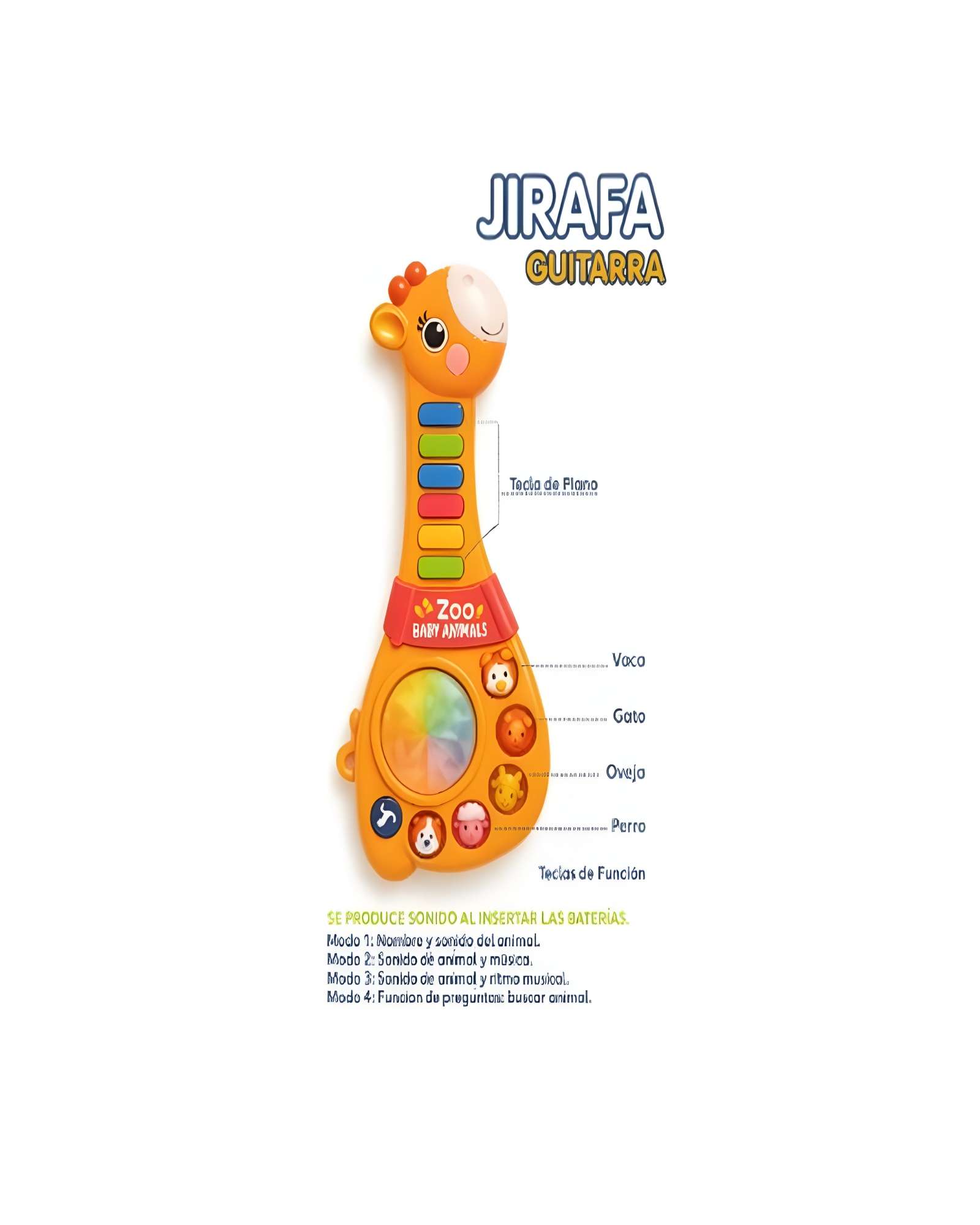 GUITARRA INFANTIL SONIDO DE LUCES DIDACTICO PIANO EDUCATIVO COLOR AMARILLO - 3