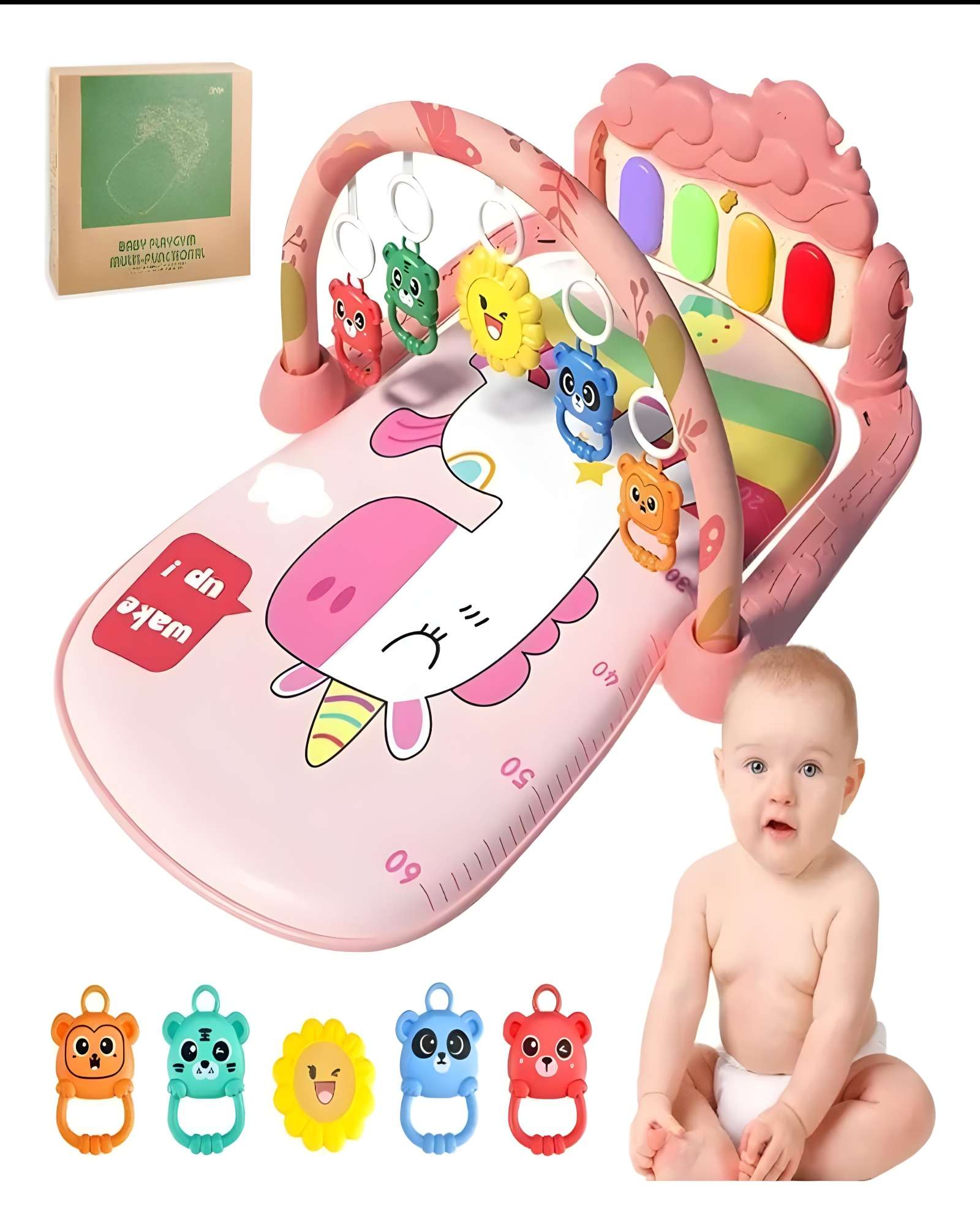 GIMNASIO MUSICAL PARA BEBE CON PIANO COLOR ROSADO - 2