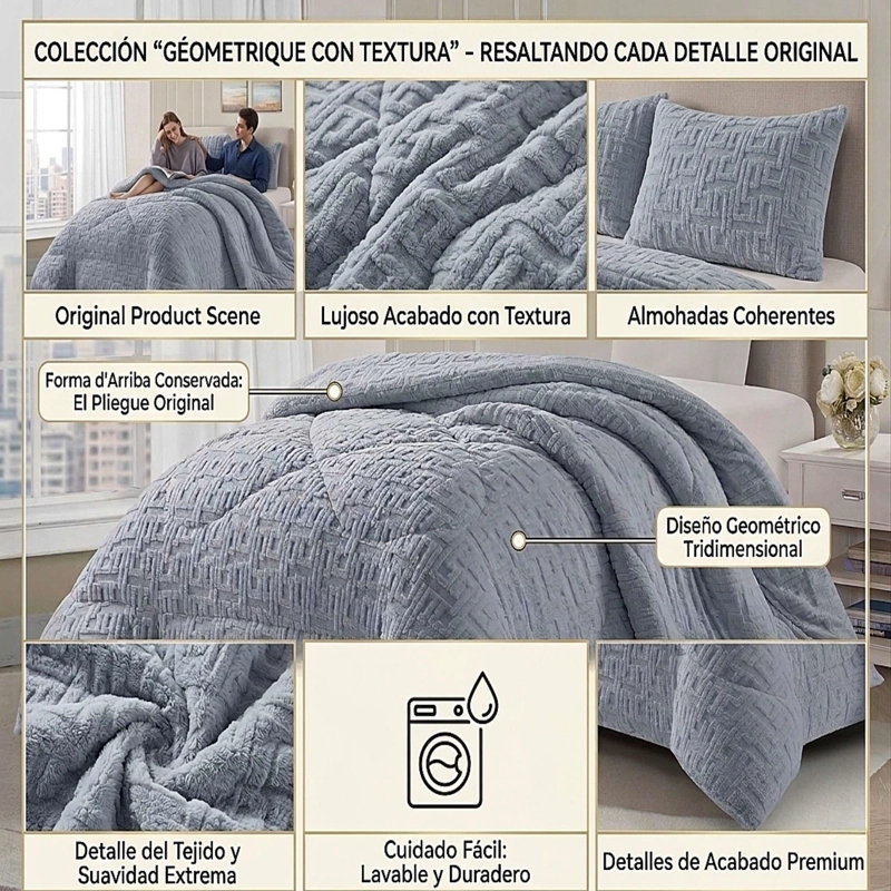 COBERTOR SHERPA TEXTURIZADO RH KING CELESTE - 2
