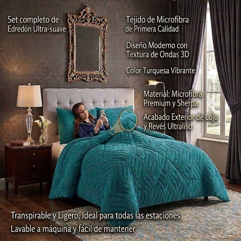 COBERTOR SHERPA TEXTURIZADO RB KING TURQUESA - 2