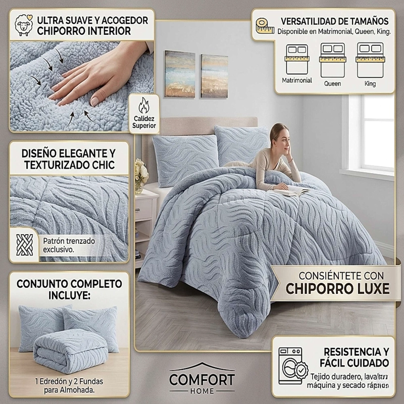 COBERTOR SHERPA TEXTURIZADO RB KING CELESTE - 3