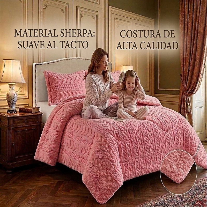 COBERTOR SHERPA TEXTURIZADO RM KING ROSADO - 2