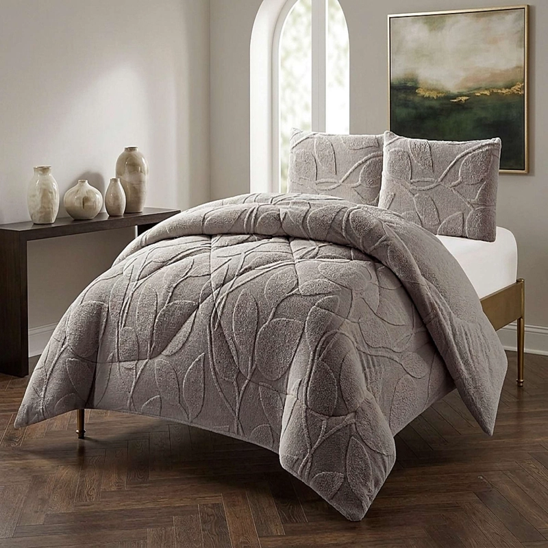 COBERTOR SHERPA TEXTURIZADO RY 2 PLAZAS GRIS - 1