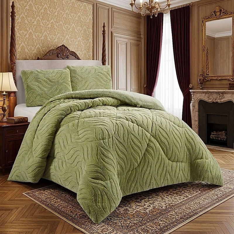 COBERTOR SHERPA TEXTURIZADO RB KING VERDE - 1