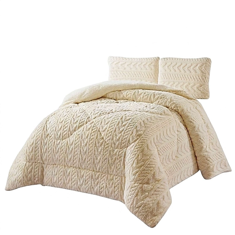 COBERTOR SHERPA TEXTURIZADO RM PLAZA Y MEDIA BLANCO INVIERNO - 3