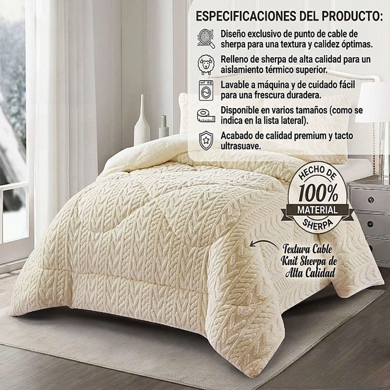 COBERTOR SHERPA TEXTURIZADO RM PLAZA Y MEDIA BLANCO INVIERNO - 4