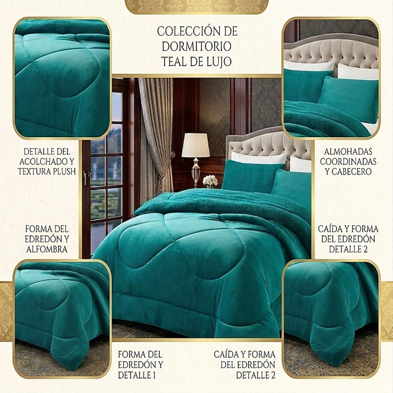 COBERTOR SHERPA PLUSH CS KING TURQUESA - 2