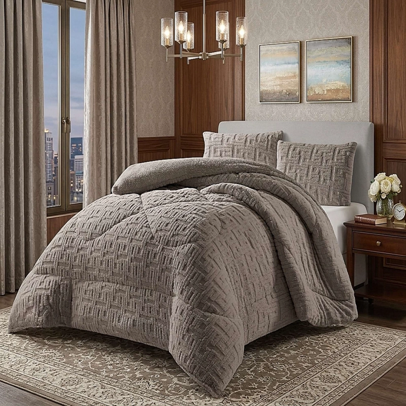 COBERTOR SHERPA TEXTURIZADO RH 2 PLAZAS GRIS - 1