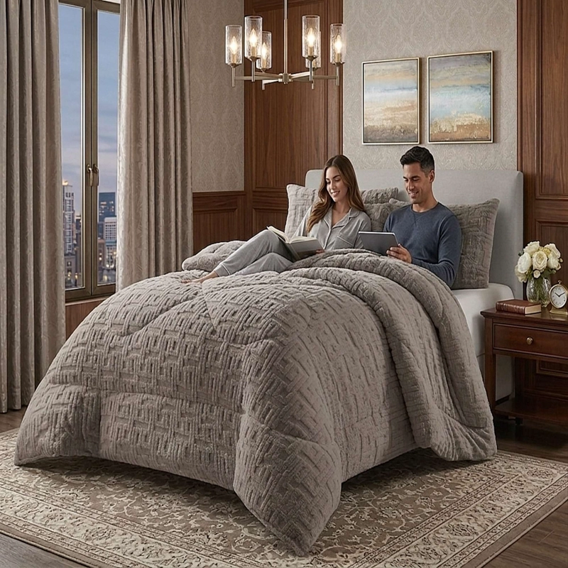 COBERTOR SHERPA TEXTURIZADO RH 2 PLAZAS GRIS - 3