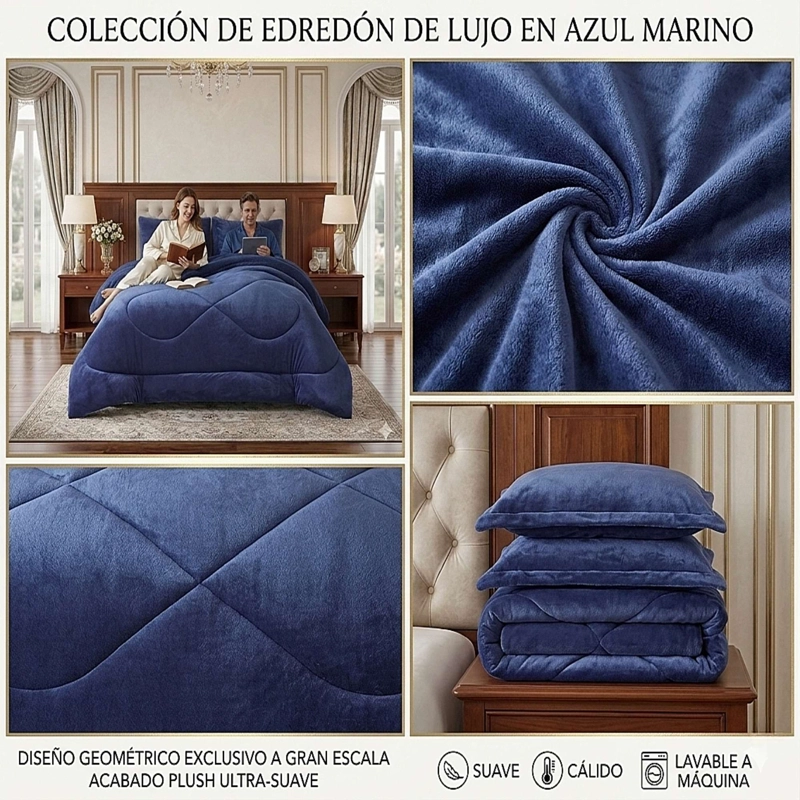 COBERTOR SHERPA PLUSH CS PLAZA Y MEDIA AZUL O - 2