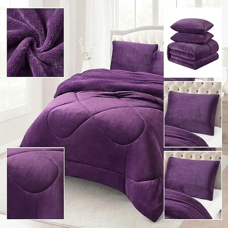 COBERTOR SHERPA PLUSH CS 2 PLAZAS MORADO - 2
