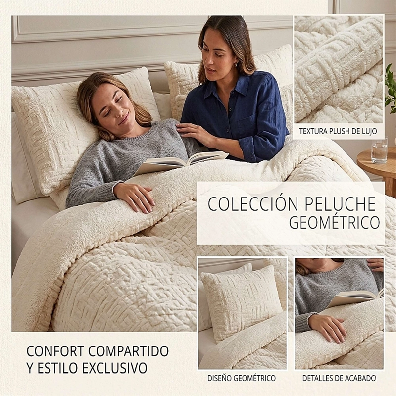 COBERTOR SHERPA TEXTURIZADO RH 2 PLAZAS BLANCO INVIERNO - 3