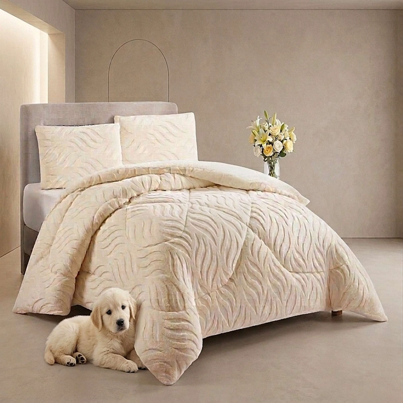 COBERTOR SHERPA TEXTURIZADO RB KING BLANCO INVIERNO - 1
