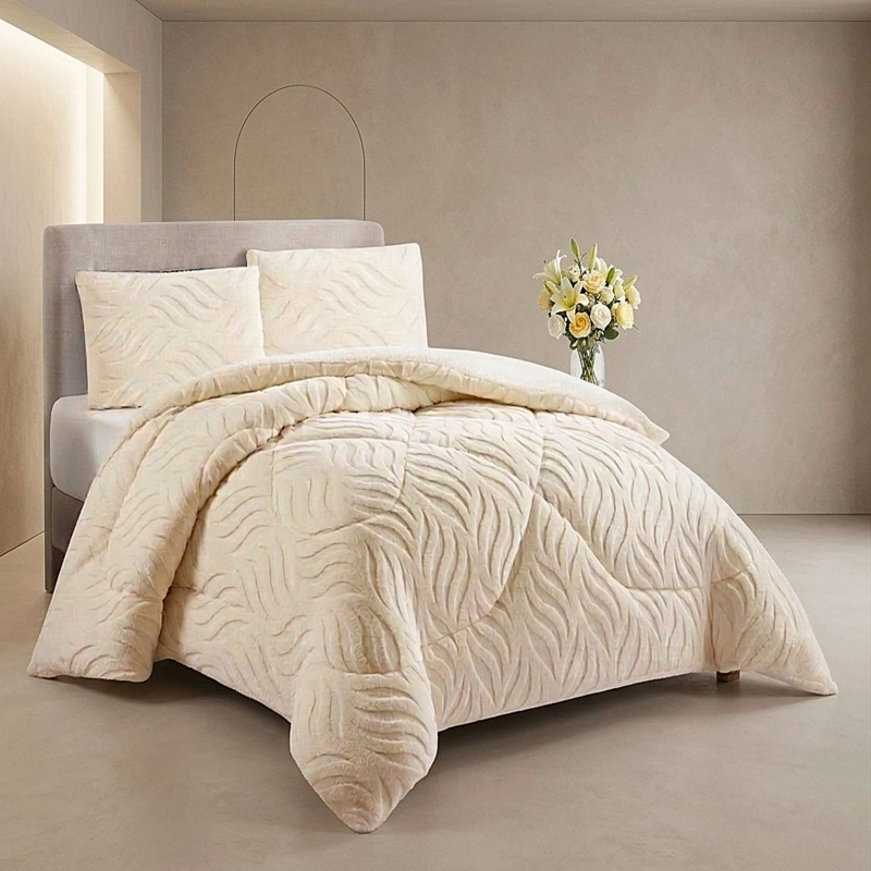 COBERTOR SHERPA TEXTURIZADO RB KING BLANCO INVIERNO - 4