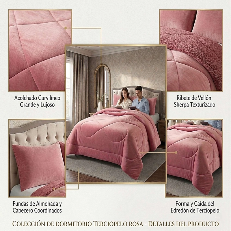 COBERTOR SHERPA PLUSH CS PLAZA Y MEDIA ROSADO - 3