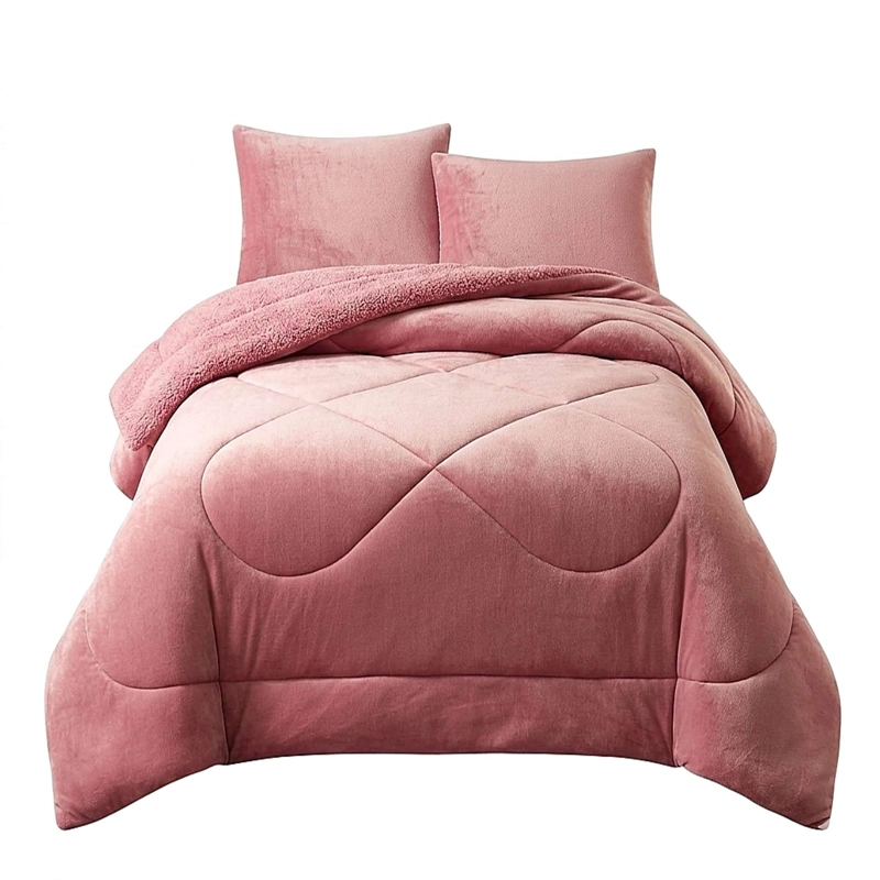 COBERTOR SHERPA PLUSH CS PLAZA Y MEDIA ROSADO - 4