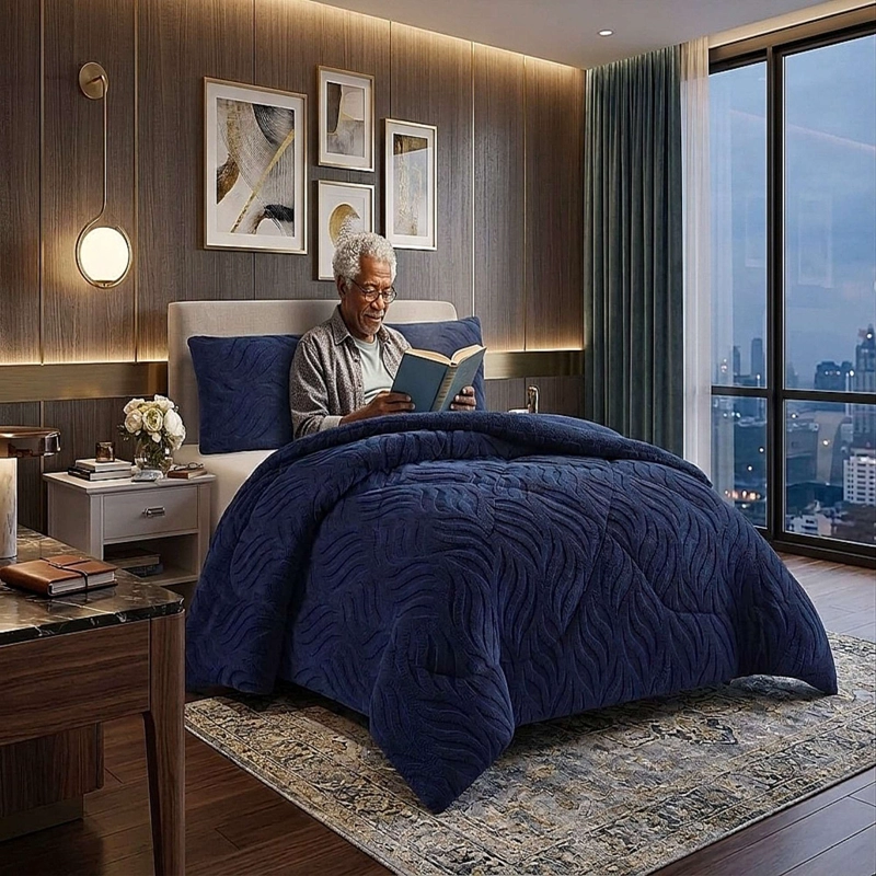 COBERTOR SHERPA TEXTURIZADO RB KING AZUL O - 3