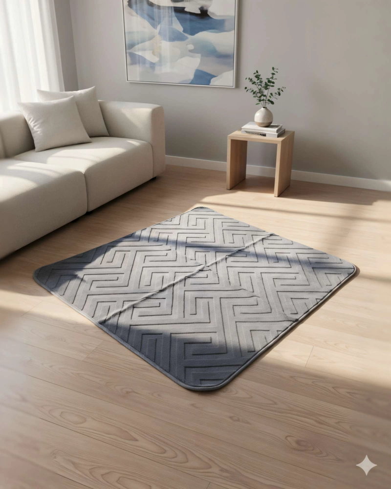 ALFOMBRA DECORATIVA TEXTURIZADA 150X200CM COLOR GRIS - 3
