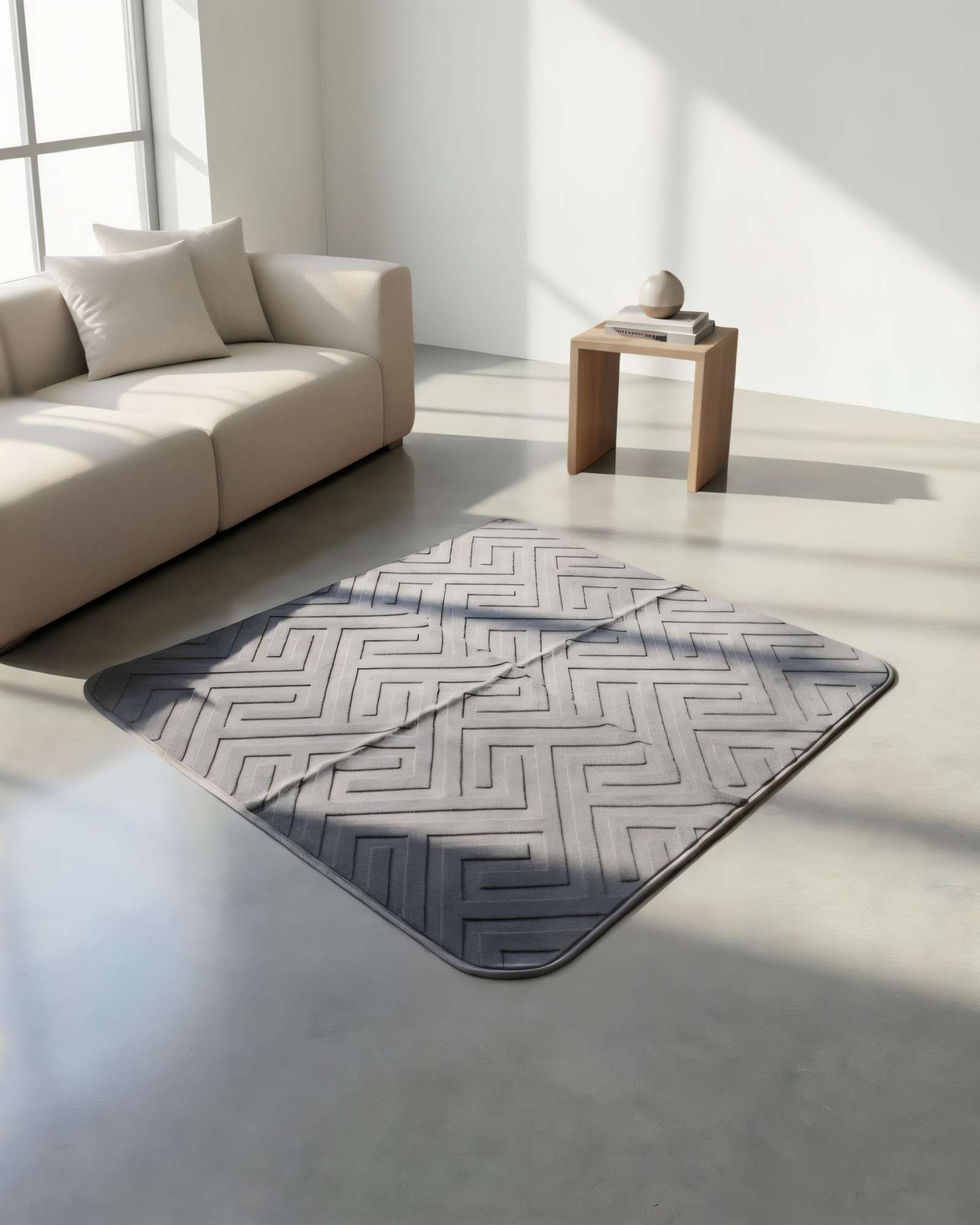 ALFOMBRA DECORATIVA TEXTURIZADA 150X200CM COLOR GRIS - 4