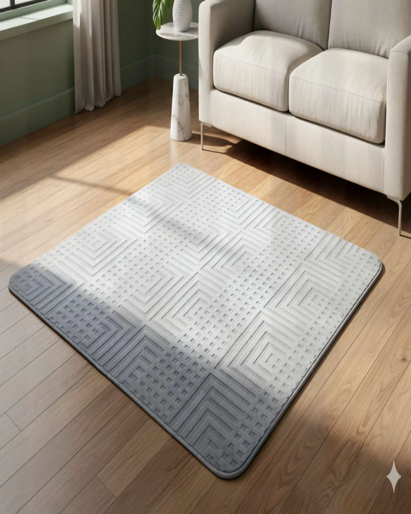 ALFOMBRA DECORATIVA TEXTURIZADA 150X200CM COLOR GRIS - 3