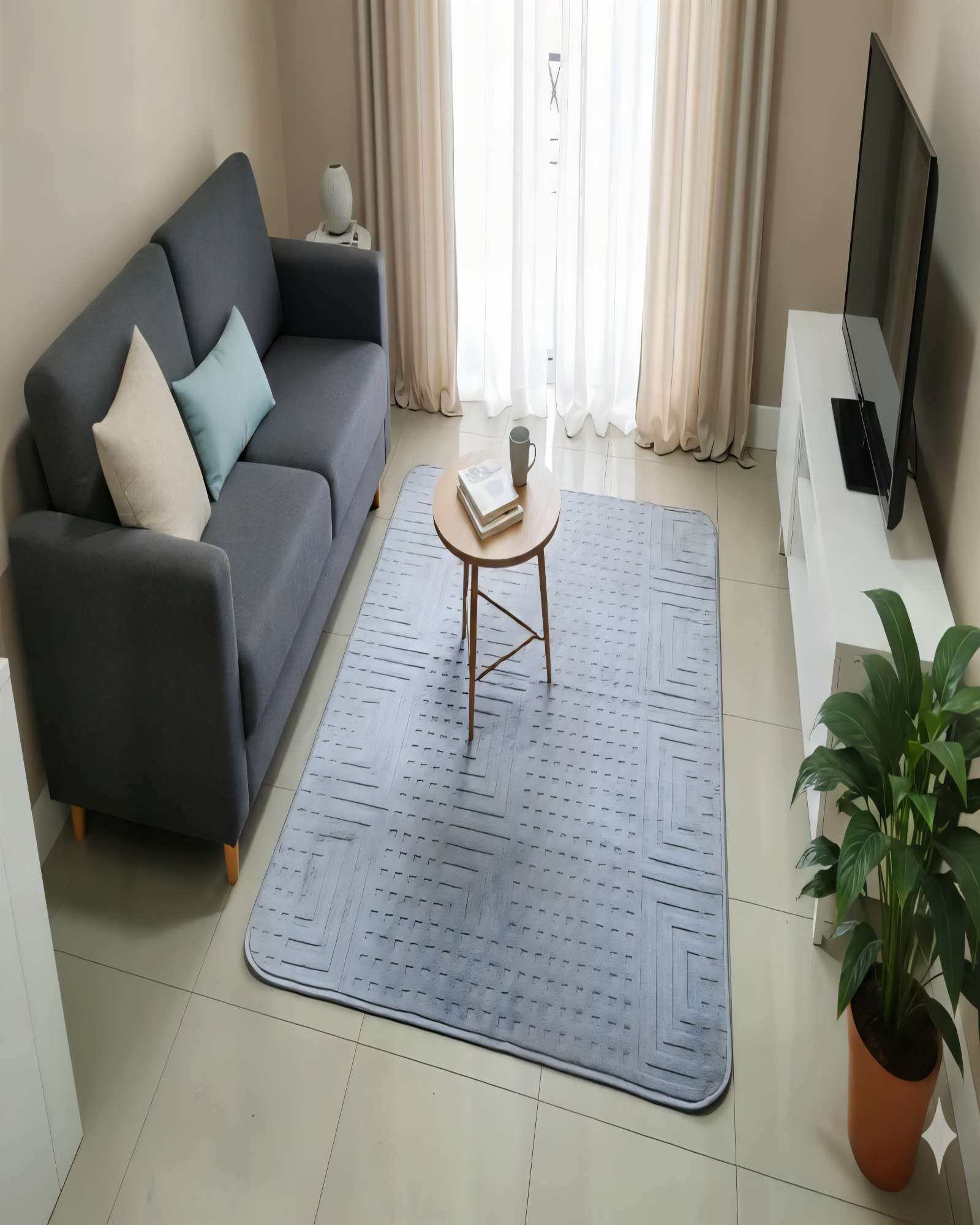 ALFOMBRA DECORATIVA TEXTURIZADA 150X200CM COLOR GRIS - 4