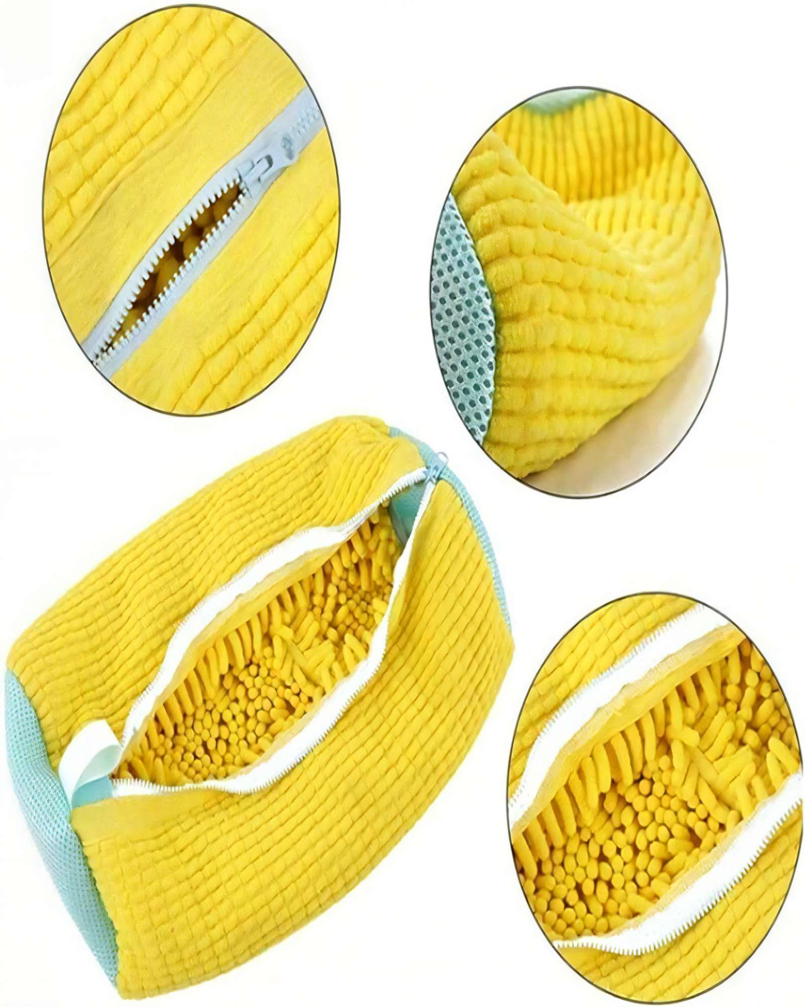 SET DE 4 BOLSAS CON CREMALLERA YKK PARA LAVAR ZAPATOS  COLOR AMARILLO - 2