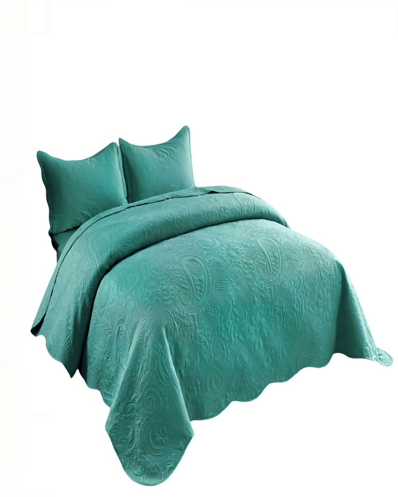QUILT CUBRECAMA DE VERANO 2 PLAZAS CON RELIEVE COLOR TURQUESA - 2