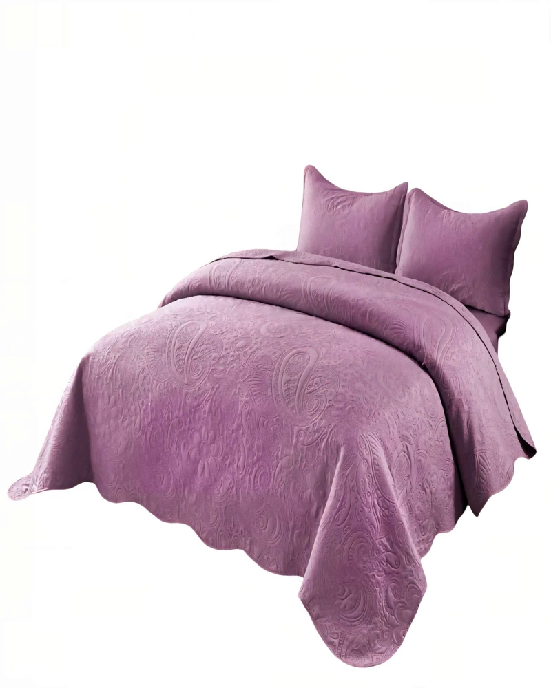 QUILT CUBRECAMA DE VERANO 2 PLAZAS CON RELIEVE COLOR MORADO - 1