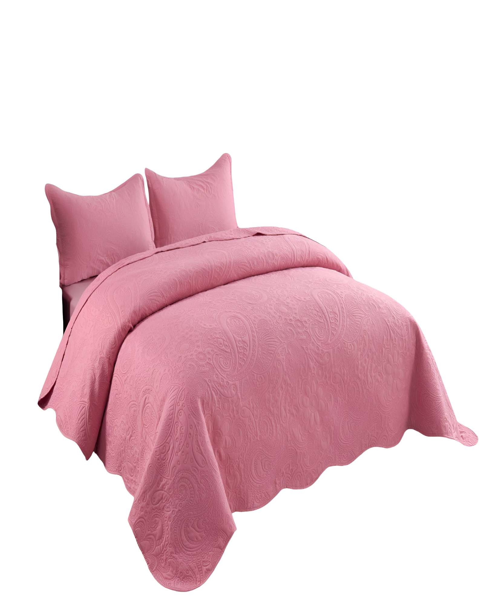 QUILT CUBRECAMA DE VERANO KING CON RELIEVE COLOR ROSADO - 2
