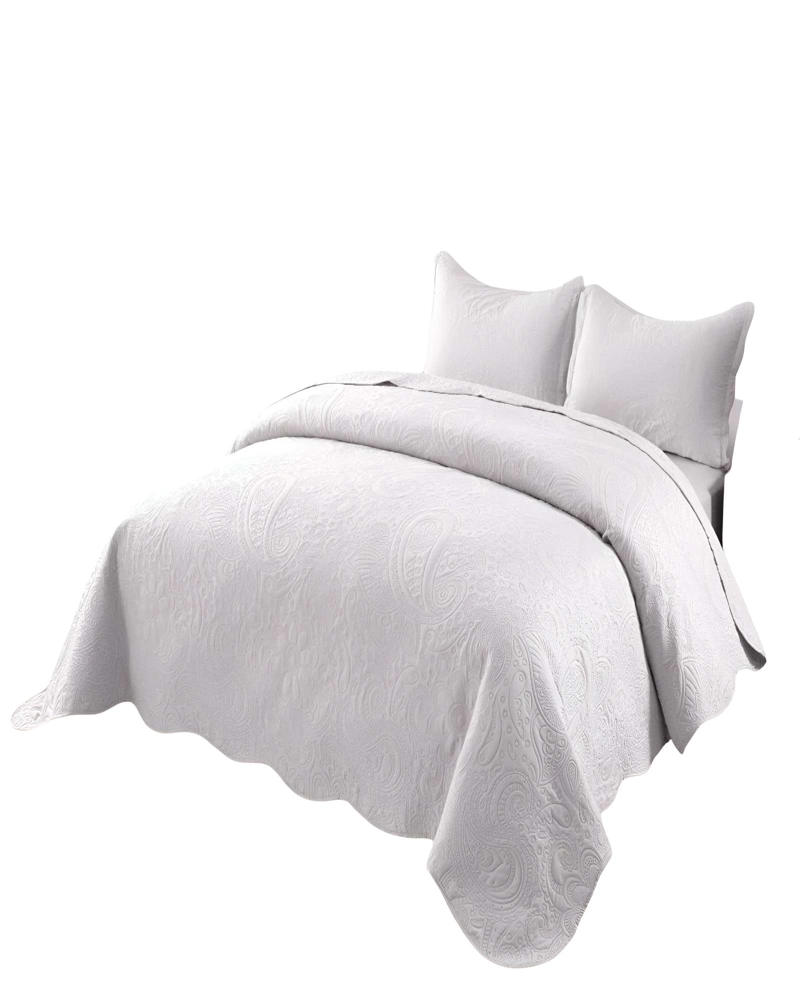 QUILT CUBRECAMA DE VERANO KING CON RELIEVE COLOR BLANCO - 1