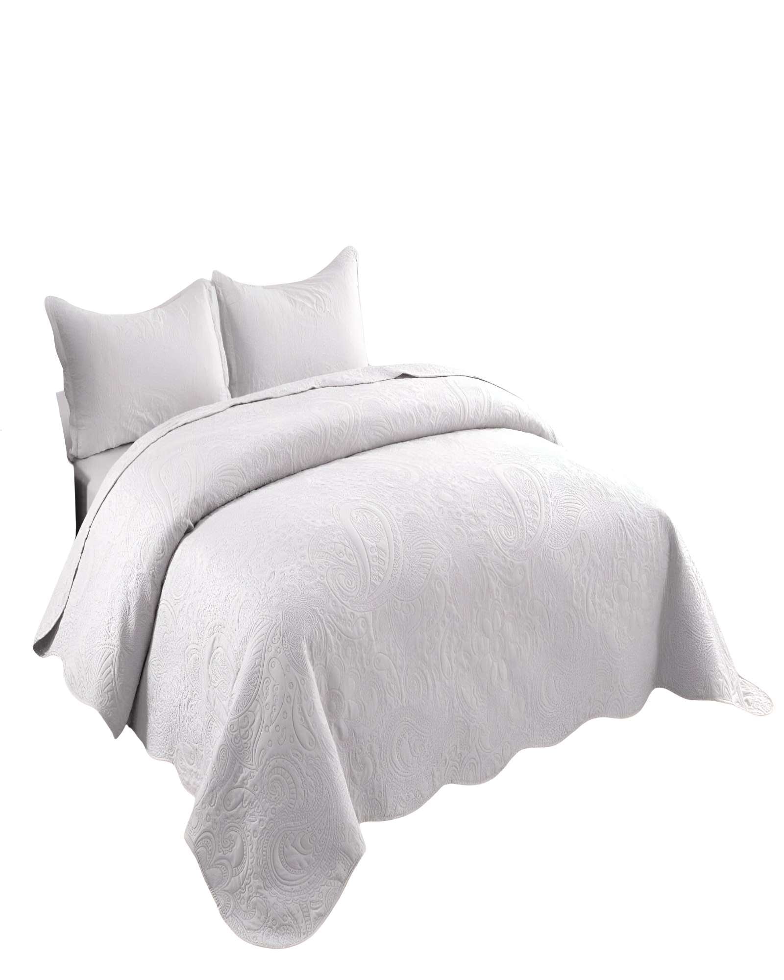 QUILT CUBRECAMA DE VERANO KING CON RELIEVE COLOR BLANCO - 2
