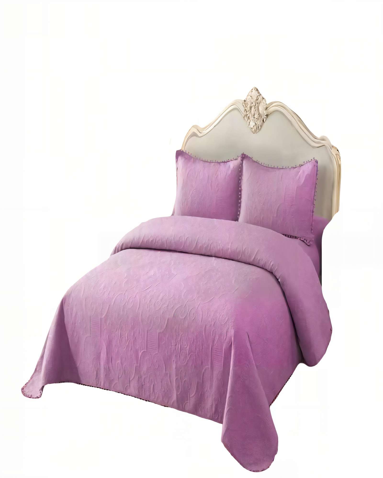 QUILT CUBRECAMA DE VERANO 1,5 PLAZAS CON POMPON COLOR MORADO - 1